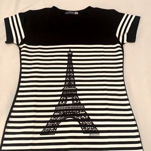 Black and white stripe shirt with Eiffel Tower